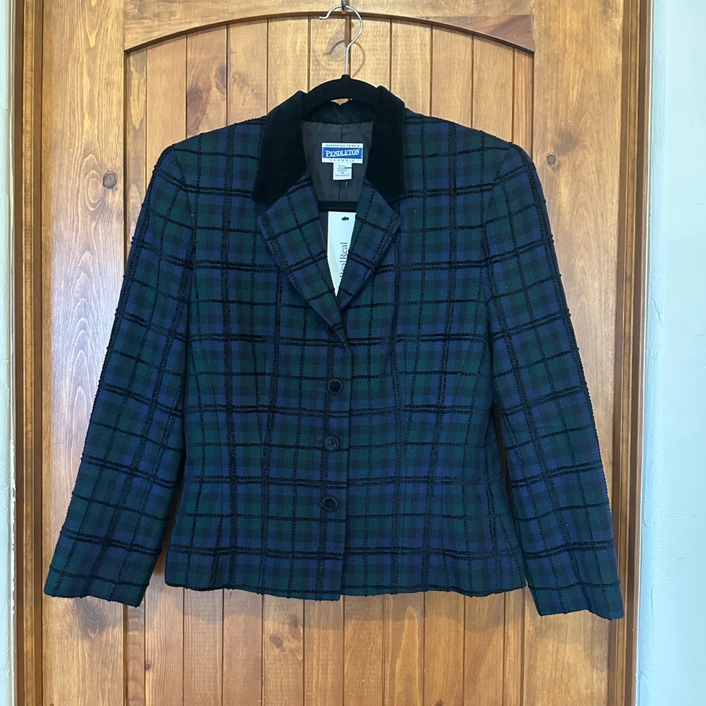 Pendleton Women's Plaid Jacket - Blue and Green